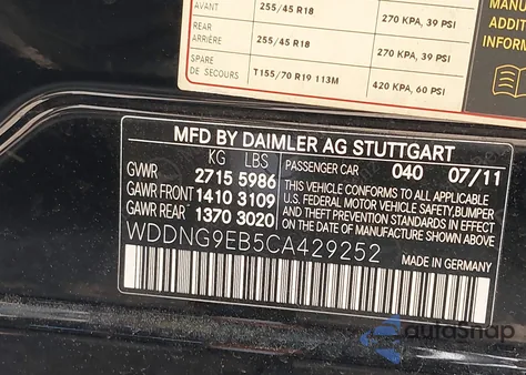 2012 Mercedes-Benz S 550 4Matic z USA, uszkodzony, nr VIN WDDNG9EB5CA429252